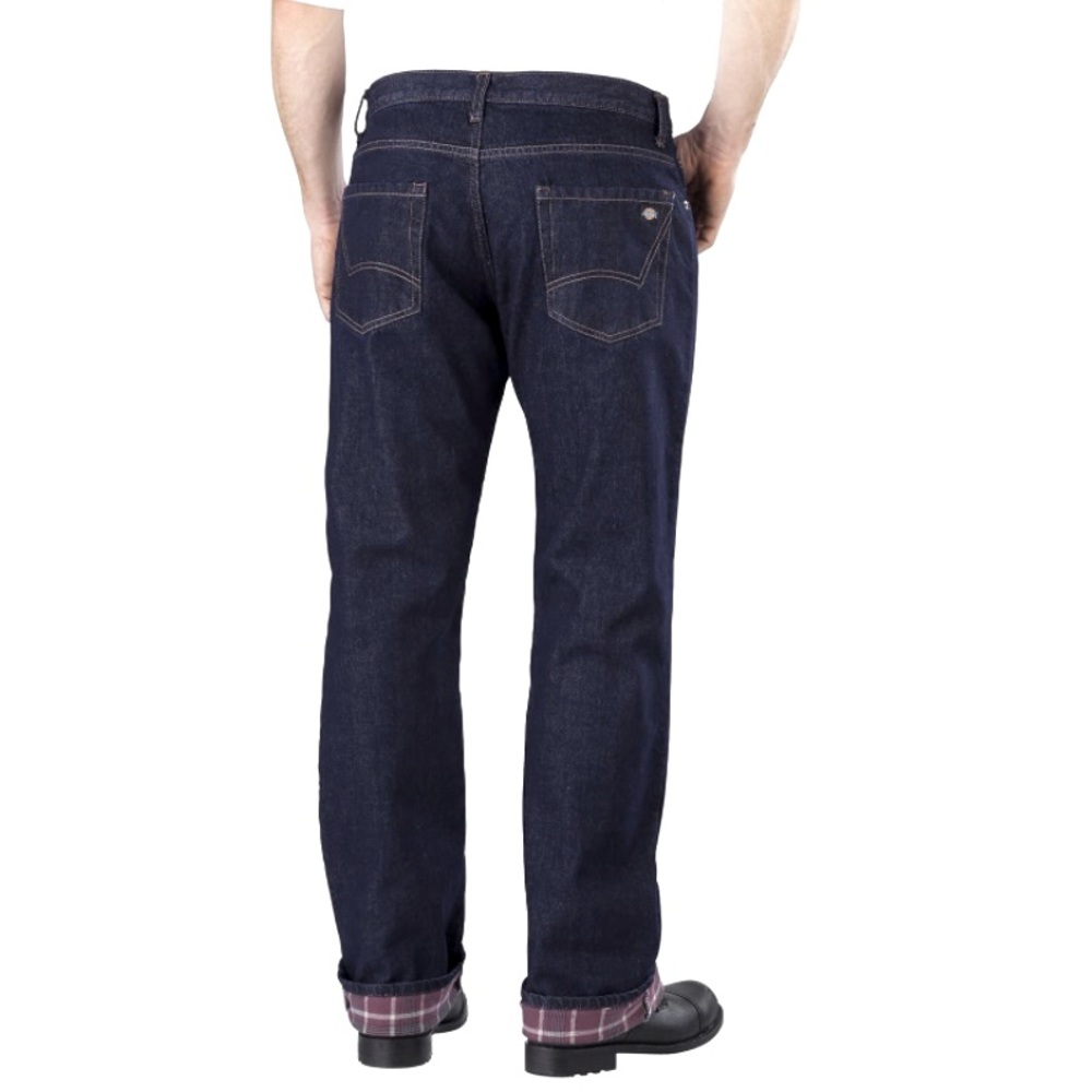 Mens Dickies Flannel Lined Dark Wash Denim Jeans